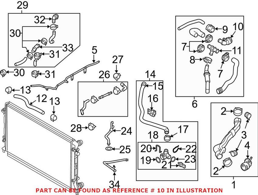 VW Engine Coolant Hose Coupler 1K0122291R